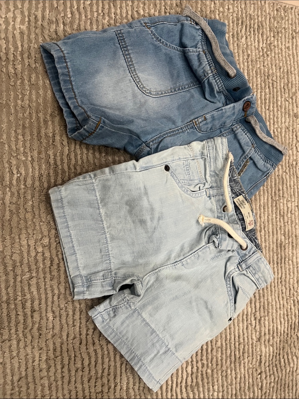 Zara Two-Pair Kids Light & Medium Blue Denim Shorts